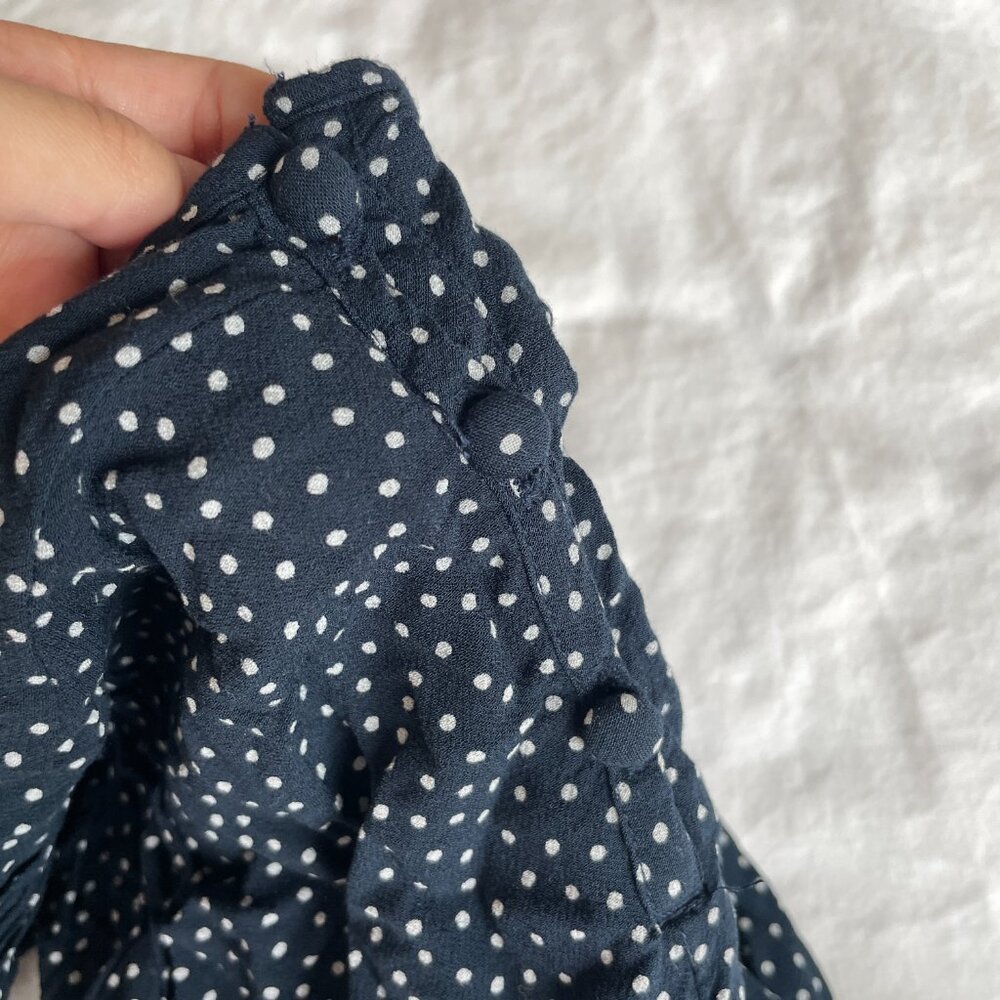 Abercrombie and Fitch Navy Blue Polka Dot Babydoll Mini Dress - Picture 4 of 5